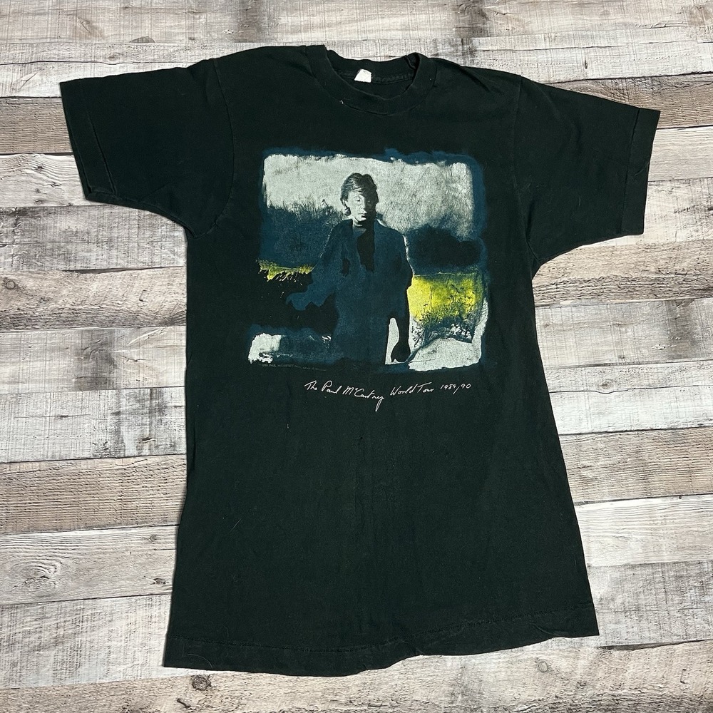 Paul McCartney Shirt Size Medium Black Vintage 80s Rock Band Tee